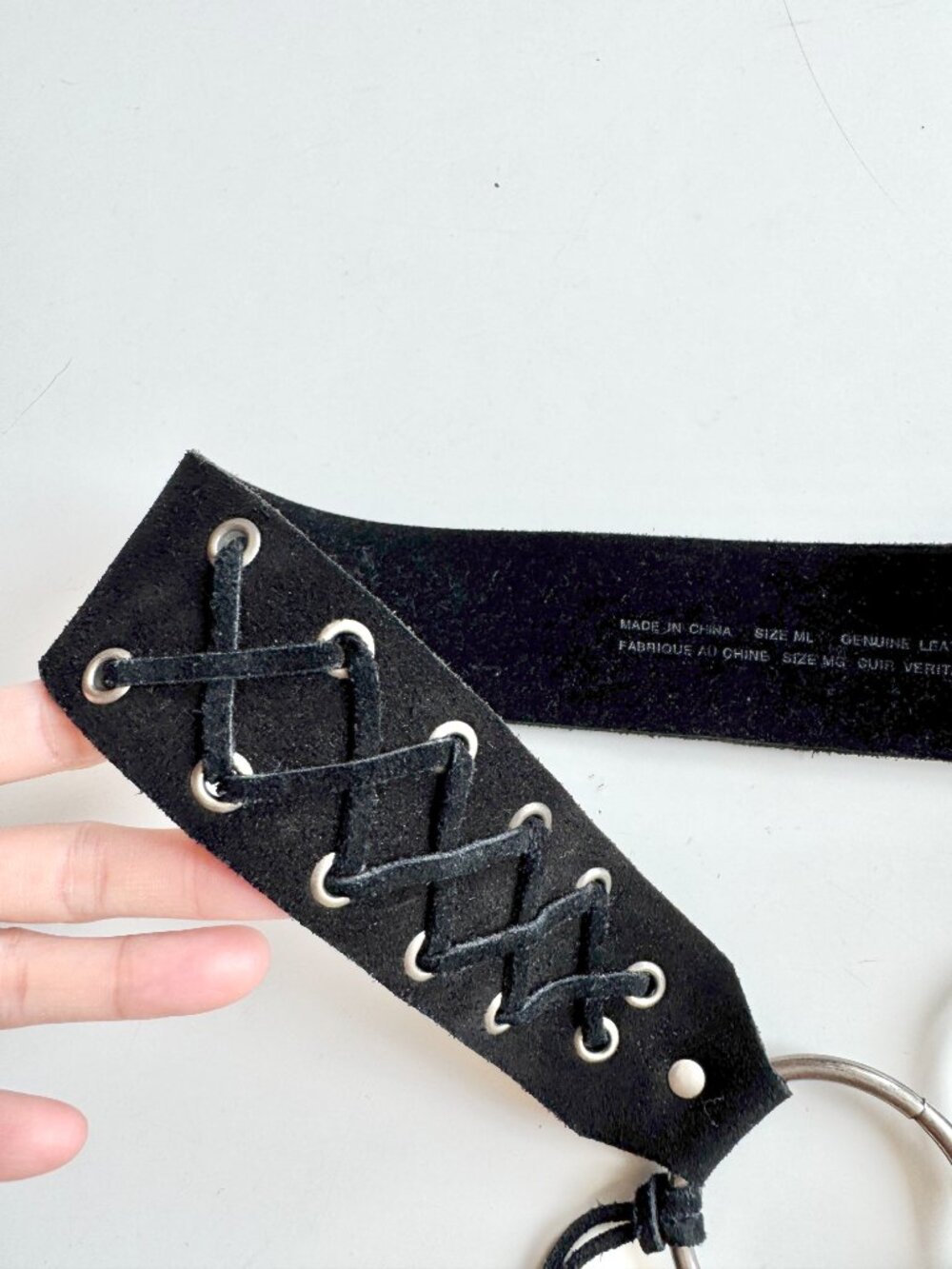 Unbranded Black Suede Leather Woven Fringed Belt, Size M/L - Picture 4 of 7